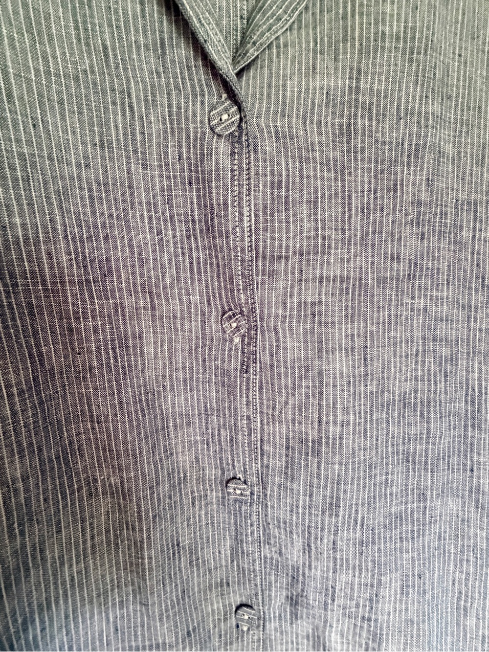 Everlane Linen Shirtdress in blue and white stripes, XL. - Picture 3 of 4